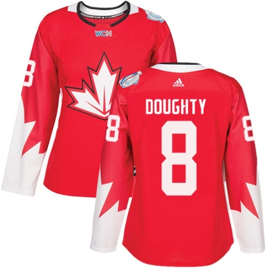 Women's Adidas Team Canada #8 Drew Doughty Premier Red Away 2016 World Cup Hockey Jersey Women's Adidas Team Canada #8 Drew Doughty Premier Red Away 2016 World Cup Hockey Jersey