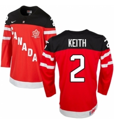 Men's Nike Team Canada #2 Duncan Keith Authentic Red 100th Anniversary Olympic Hockey Jersey