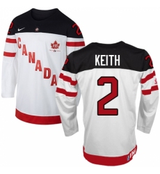 Men's Nike Team Canada #2 Duncan Keith Authentic White 100th Anniversary Olympic Hockey Jersey