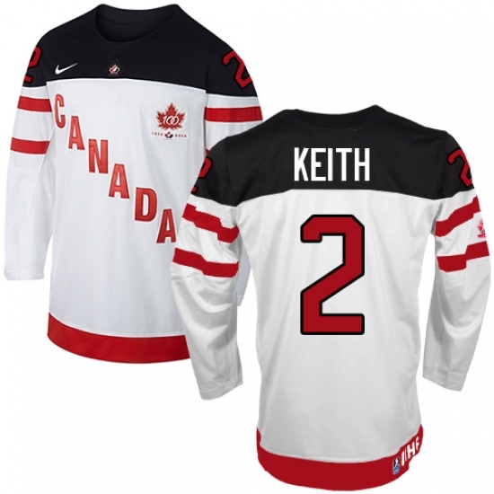 Men's Nike Team Canada #2 Duncan Keith Premier White 100th Anniversary Olympic Hockey Jersey Men's Nike Team Canada #2 Duncan Keith Premier White 100th Anniversary Olympic Hockey Jersey