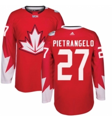 Men's Adidas Team Canada #27 Alex Pietrangelo Authentic Red Away 2016 World Cup Ice Hockey Jersey