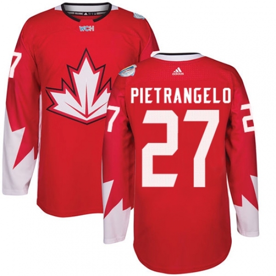Men's Adidas Team Canada #27 Alex Pietrangelo Premier Red Away 2016 World Cup Ice Hockey Jersey Men's Adidas Team Canada #27 Alex Pietrangelo Premier Red Away 2016 World Cup Ice Hockey Jersey