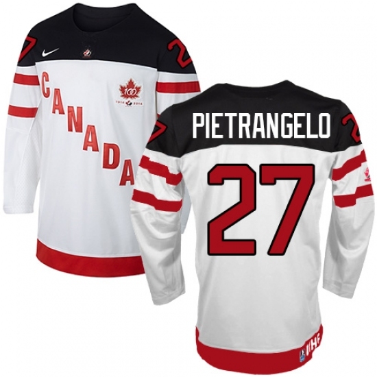 Men's Nike Team Canada #27 Alex Pietrangelo Authentic White 100th Anniversary Olympic Hockey Jersey Men's Nike Team Canada #27 Alex Pietrangelo Authentic White 100th Anniversary Olympic Hockey Jersey