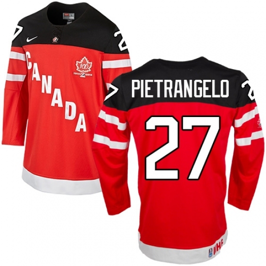 Men's Nike Team Canada #27 Alex Pietrangelo Premier Red 100th Anniversary Olympic Hockey Jersey Men's Nike Team Canada #27 Alex Pietrangelo Premier Red 100th Anniversary Olympic Hockey Jersey