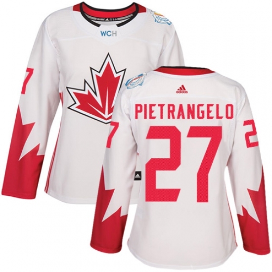 Women's Adidas Team Canada #27 Alex Pietrangelo Authentic White Home 2016 World Cup Hockey Jersey Women's Adidas Team Canada #27 Alex Pietrangelo Authentic White Home 2016 World Cup Hockey Jersey