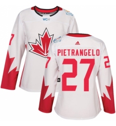 Women's Adidas Team Canada #27 Alex Pietrangelo Premier White Home 2016 World Cup Hockey Jersey