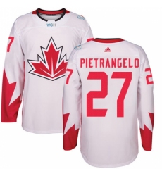 Youth Adidas Team Canada #27 Alex Pietrangelo Authentic White Home 2016 World Cup Ice Hockey Jersey