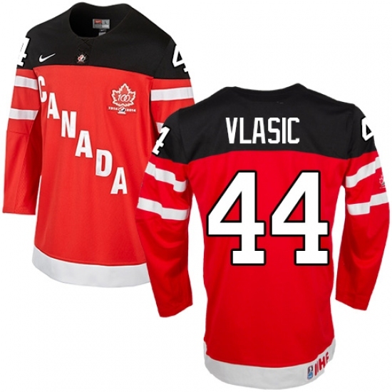 Men's Nike Team Canada #44 Marc-Edouard Vlasic Premier Red 100th Anniversary Olympic Hockey Jersey Men's Nike Team Canada #44 Marc-Edouard Vlasic Premier Red 100th Anniversary Olympic Hockey Jersey