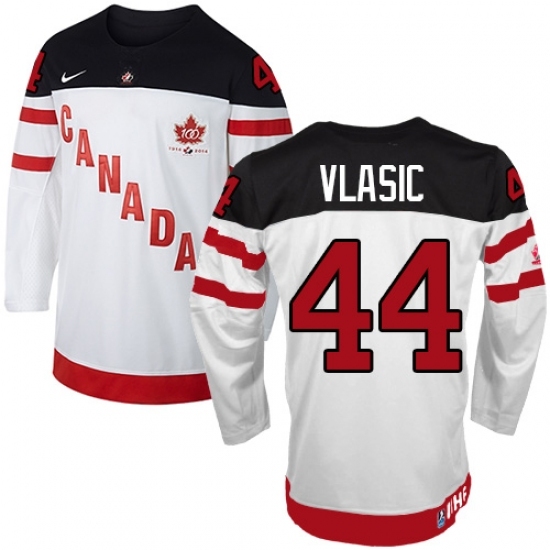 Men's Nike Team Canada #44 Marc-Edouard Vlasic Premier White 100th Anniversary Olympic Hockey Jersey Men's Nike Team Canada #44 Marc-Edouard Vlasic Premier White 100th Anniversary Olympic Hockey Jersey