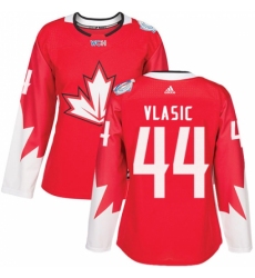 Women's Adidas Team Canada #44 Marc-Edouard Vlasic Authentic Red Away 2016 World Cup Hockey Jersey