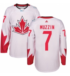 Men's Adidas Team Canada #7 Jake Muzzin Authentic White Home 2016 World Cup Hockey Jersey