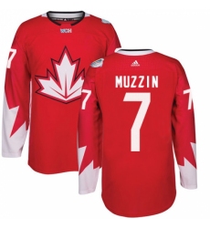 Youth Adidas Team Canada #7 Jake Muzzin Authentic Red Away 2016 World Cup Hockey Jersey