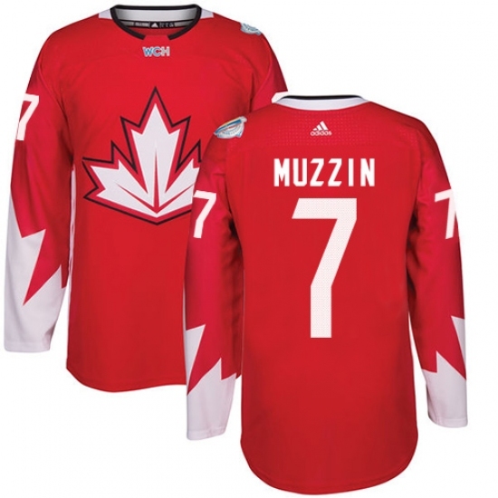 Youth Adidas Team Canada #7 Jake Muzzin Premier Red Away 2016 World Cup Hockey Jersey Youth Adidas Team Canada #7 Jake Muzzin Premier Red Away 2016 World Cup Hockey Jersey