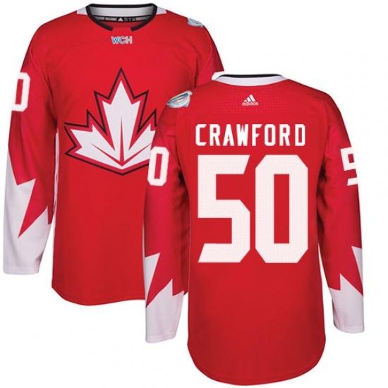 Youth Adidas Team Canada #50 Corey Crawford Authentic Red Away 2016 World Cup Ice Hockey Jersey Youth Adidas Team Canada #50 Corey Crawford Authentic Red Away 2016 World Cup Ice Hockey Jersey
