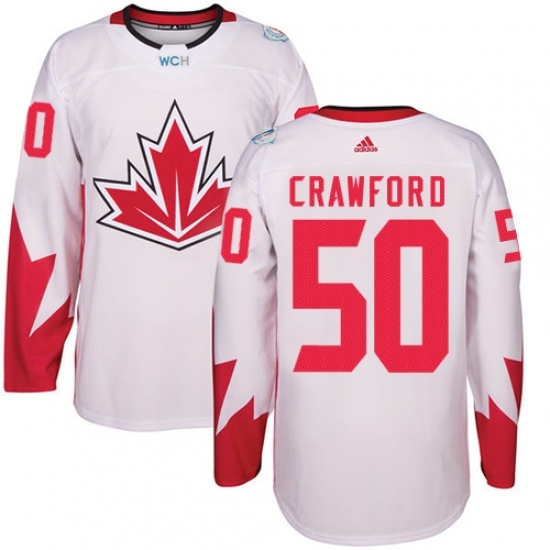 Youth Adidas Team Canada #50 Corey Crawford Authentic White Home 2016 World Cup Ice Hockey Jersey Youth Adidas Team Canada #50 Corey Crawford Authentic White Home 2016 World Cup Ice Hockey Jersey