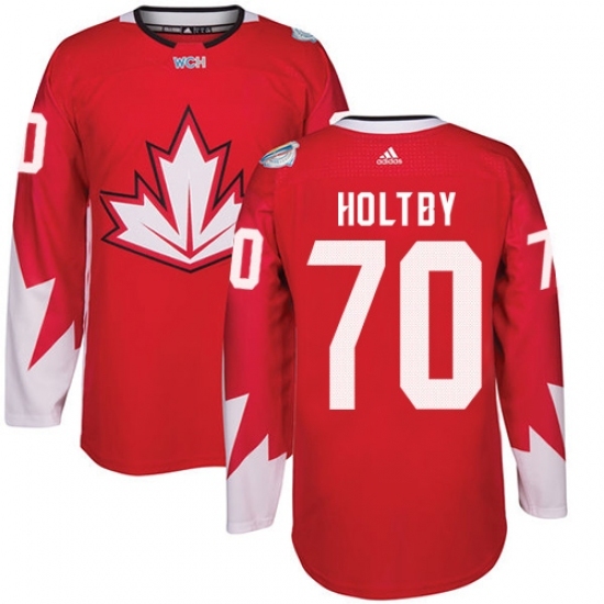 Men's Adidas Team Canada #70 Braden Holtby Premier Red Away 2016 World Cup Ice Hockey Jersey Men's Adidas Team Canada #70 Braden Holtby Premier Red Away 2016 World Cup Ice Hockey Jersey