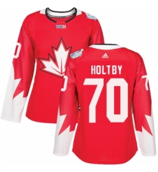 Women's Adidas Team Canada #70 Braden Holtby Authentic Red Away 2016 World Cup Hockey Jersey Women's Adidas Team Canada #70 Braden Holtby Authentic Red Away 2016 World Cup Hockey Jersey