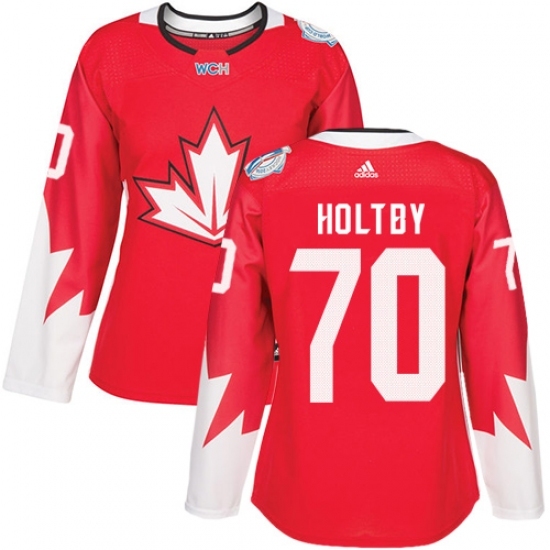 Women's Adidas Team Canada #70 Braden Holtby Authentic Red Away 2016 World Cup Hockey Jersey Women's Adidas Team Canada #70 Braden Holtby Authentic Red Away 2016 World Cup Hockey Jersey