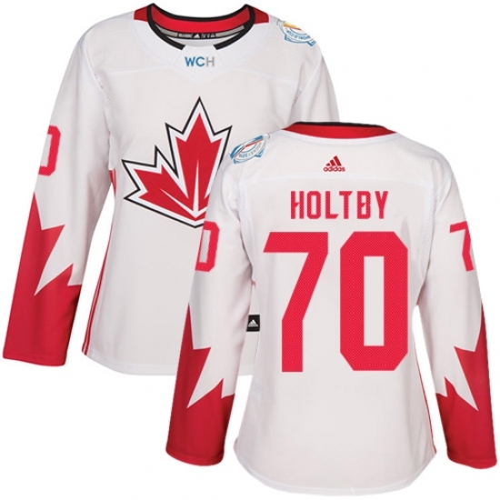 Women's Adidas Team Canada #70 Braden Holtby Premier White Home 2016 World Cup Hockey Jersey Women's Adidas Team Canada #70 Braden Holtby Premier White Home 2016 World Cup Hockey Jersey