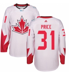 Men's Adidas Team Canada #31 Carey Price Authentic White Home 2016 World Cup Ice Hockey Jersey