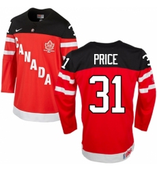 Men's Nike Team Canada #31 Carey Price Authentic Red 100th Anniversary Olympic Hockey Jersey