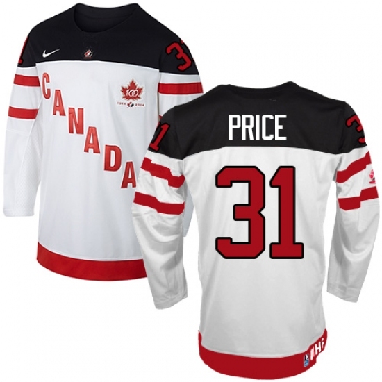 Men's Nike Team Canada #31 Carey Price Premier White 100th Anniversary Olympic Hockey Jersey Men's Nike Team Canada #31 Carey Price Premier White 100th Anniversary Olympic Hockey Jersey