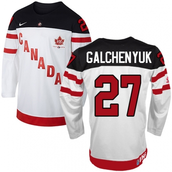 Men's Nike Team Canada #27 Alex Galchenyuk Premier White 100th Anniversary Olympic Hockey Jersey Men's Nike Team Canada #27 Alex Galchenyuk Premier White 100th Anniversary Olympic Hockey Jersey