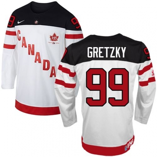 Men's Nike Team Canada #99 Wayne Gretzky Authentic White 100th Anniversary Olympic Hockey Jersey Men's Nike Team Canada #99 Wayne Gretzky Authentic White 100th Anniversary Olympic Hockey Jersey