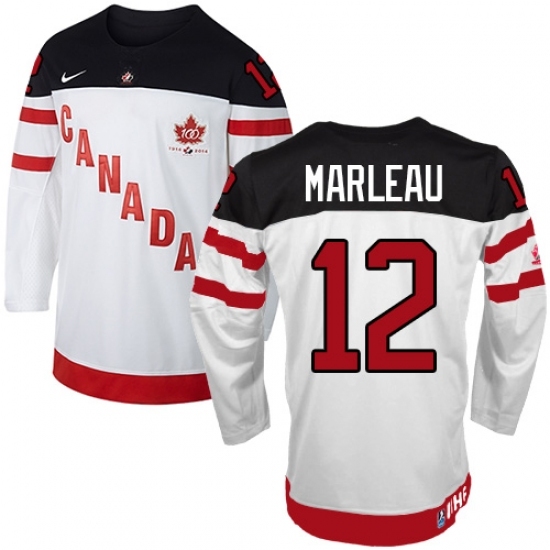 Men's Nike Team Canada #12 Patrick Marleau Authentic White 100th Anniversary Olympic Hockey Jersey Men's Nike Team Canada #12 Patrick Marleau Authentic White 100th Anniversary Olympic Hockey Jersey