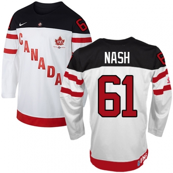 Men's Nike Team Canada #61 Rick Nash Authentic White 100th Anniversary Olympic Hockey Jersey Men's Nike Team Canada #61 Rick Nash Authentic White 100th Anniversary Olympic Hockey Jersey