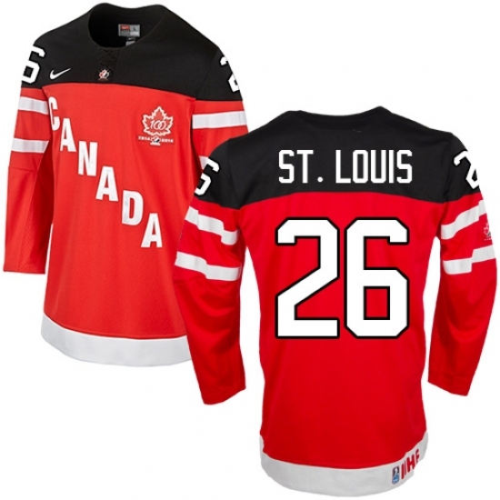 Men's Nike Team Canada #26 Martin St. Louis Authentic Red 100th Anniversary Olympic Hockey Jersey Men's Nike Team Canada #26 Martin St. Louis Authentic Red 100th Anniversary Olympic Hockey Jersey