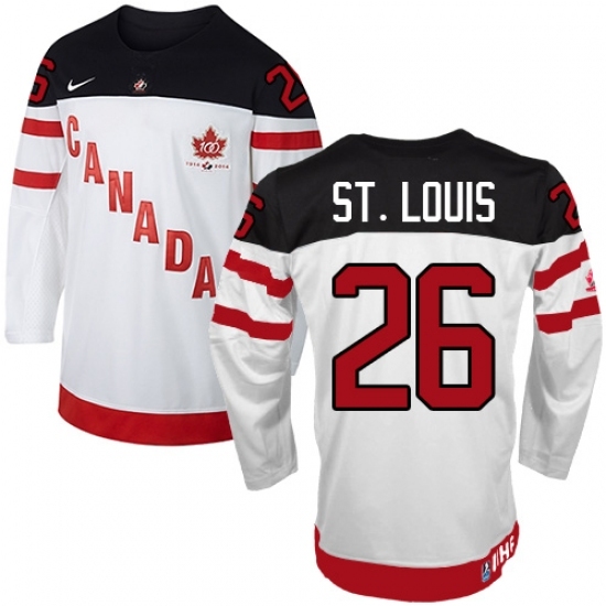 Men's Nike Team Canada #26 Martin St. Louis Premier White 100th Anniversary Olympic Hockey Jersey Men's Nike Team Canada #26 Martin St. Louis Premier White 100th Anniversary Olympic Hockey Jersey
