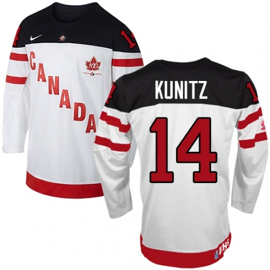 Men's Nike Team Canada #14 Chris Kunitz Premier White 100th Anniversary Olympic Hockey Jersey Men's Nike Team Canada #14 Chris Kunitz Premier White 100th Anniversary Olympic Hockey Jersey