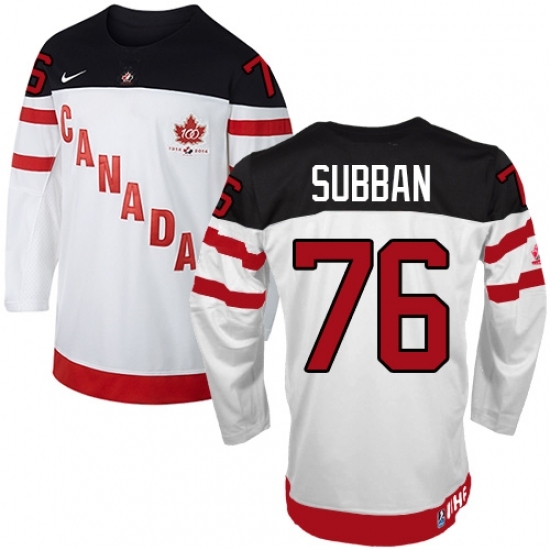 Men's Nike Team Canada #76 P.K Subban Premier White 100th Anniversary Olympic Hockey Jersey Men's Nike Team Canada #76 P.K Subban Premier White 100th Anniversary Olympic Hockey Jersey