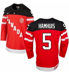 Men's Nike Team Canada #5 Dan Hamhuis Premier Red 100th Anniversary Olympic Hockey Jersey