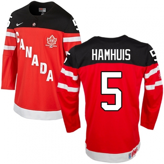 Men's Nike Team Canada #5 Dan Hamhuis Premier Red 100th Anniversary Olympic Hockey Jersey Men's Nike Team Canada #5 Dan Hamhuis Premier Red 100th Anniversary Olympic Hockey Jersey