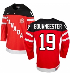 Men's Nike Team Canada #19 Jay Bouwmeester Authentic Red 100th Anniversary Olympic Hockey Jersey