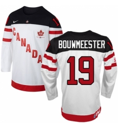 Men's Nike Team Canada #19 Jay Bouwmeester Authentic White 100th Anniversary Olympic Hockey Jersey