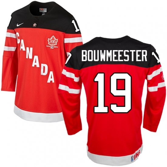Men's Nike Team Canada #19 Jay Bouwmeester Premier Red 100th Anniversary Olympic Hockey Jersey Men's Nike Team Canada #19 Jay Bouwmeester Premier Red 100th Anniversary Olympic Hockey Jersey