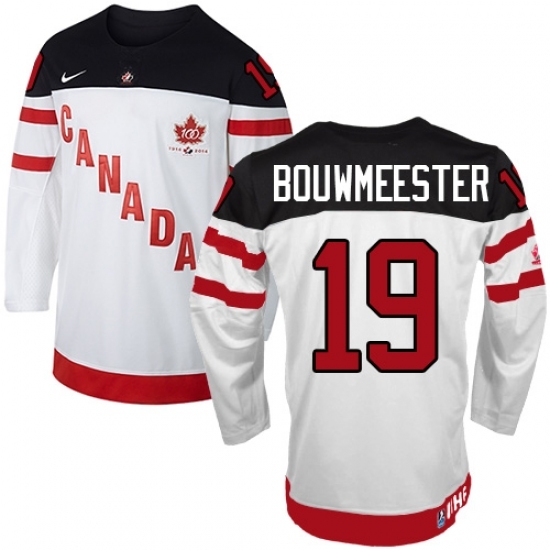 Men's Nike Team Canada #19 Jay Bouwmeester Premier White 100th Anniversary Olympic Hockey Jersey Men's Nike Team Canada #19 Jay Bouwmeester Premier White 100th Anniversary Olympic Hockey Jersey