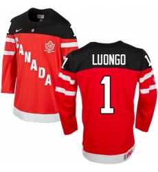 Men's Nike Team Canada #1 Roberto Luongo Authentic Red 100th Anniversary Olympic Hockey Jersey