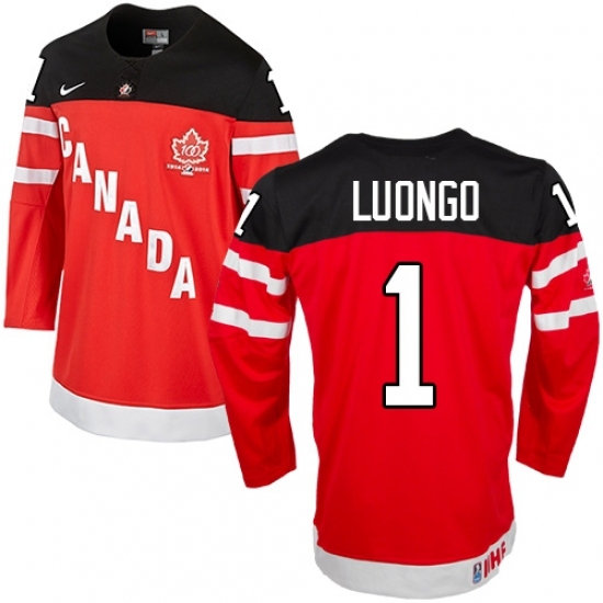 Men's Nike Team Canada #1 Roberto Luongo Authentic Red 100th Anniversary Olympic Hockey Jersey Men's Nike Team Canada #1 Roberto Luongo Authentic Red 100th Anniversary Olympic Hockey Jersey