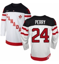 Men's Nike Team Canada #24 Corey Perry Premier White 100th Anniversary Olympic Hockey Jersey