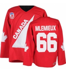 Men's CCM Team Canada #66 Mario Lemieux Premier Red 1991 Throwback Olympic Hockey Jersey