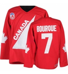 Men's CCM Team Canada #7 Ray Bourque Premier Red 1991 Throwback Olympic Hockey Jersey