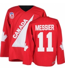 Men's CCM Team Canada #11 Mark Messier Authentic Red 1991 Throwback Olympic Hockey Jersey