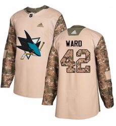 Men's Adidas San Jose Sharks #42 Joel Ward Authentic Camo Veterans Day Practice NHL Jersey