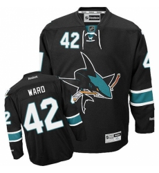 Men's Reebok San Jose Sharks #42 Joel Ward Authentic Black Third NHL Jersey