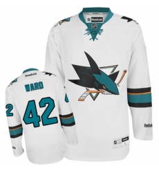 Youth Reebok San Jose Sharks #42 Joel Ward Authentic White Away NHL Jersey