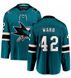 Youth San Jose Sharks #42 Joel Ward Fanatics Branded Teal Green Home Breakaway NHL Jersey